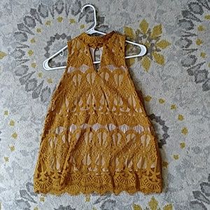 Beautiful Mustard Lace Top!